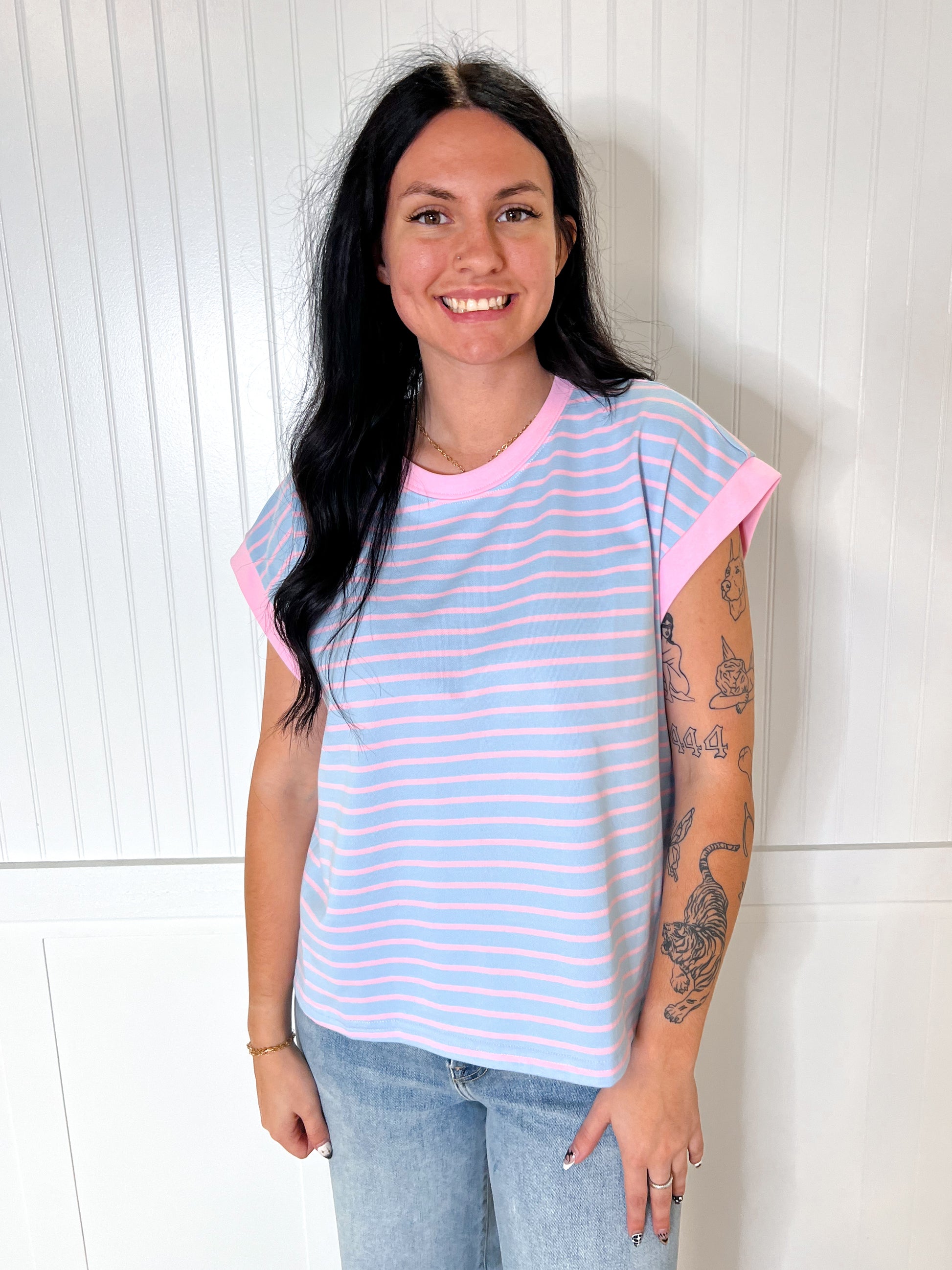 Bailey Striped Terry Top-Sewn and Seen-Bin B4,FD 09/09/25,Tops Collection-The Twisted Chandelier