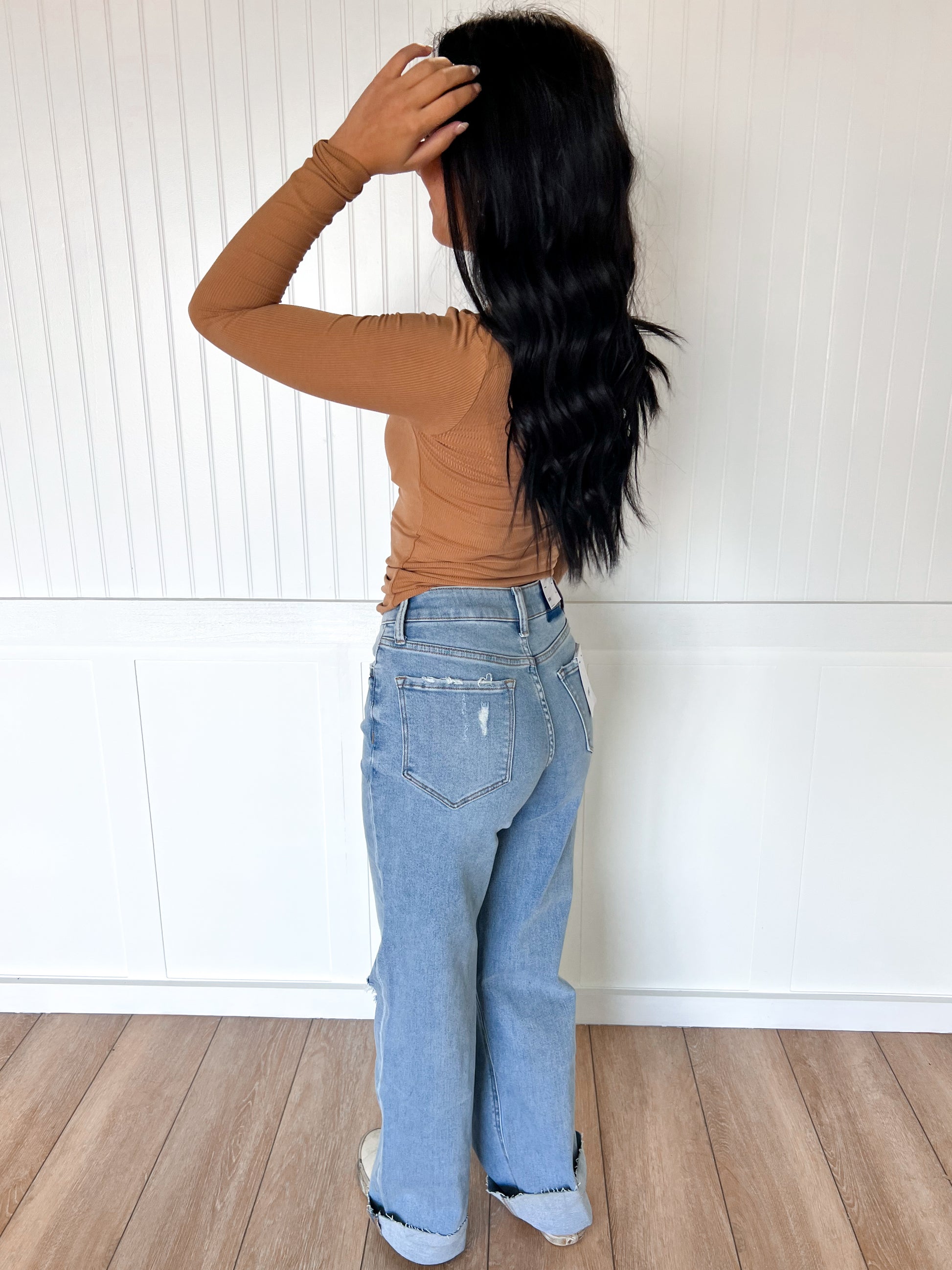 Tyra High Rise Clean Cut Raw Hem Wide Leg Jeans-VERVET by FLYING MONKEY-bottom,bottoms,FD 12/17/25-The Twisted Chandelier