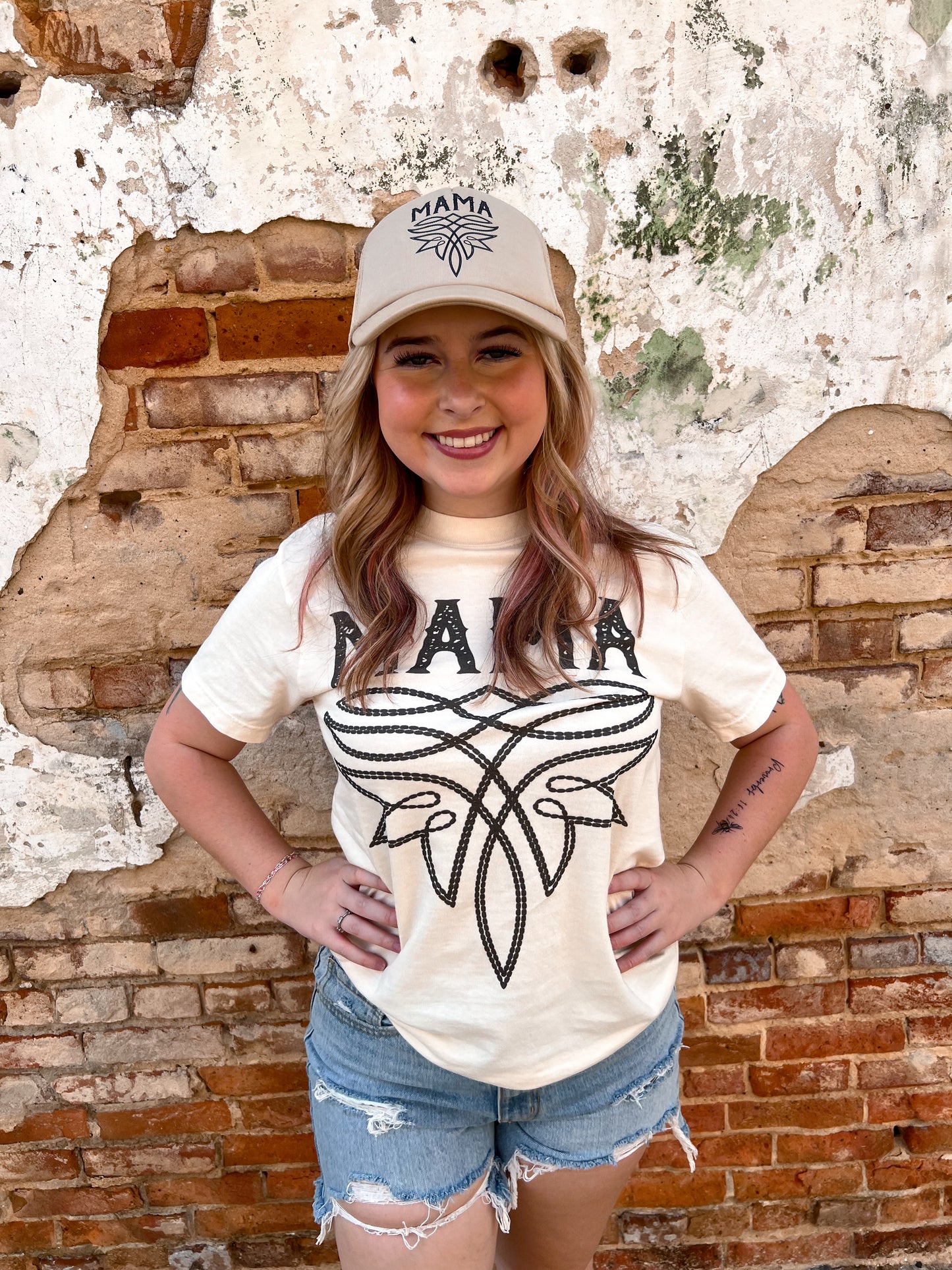 Western Mama Boot Stitch T-Shirt-Apparel & Accessories-Crazy Consuela-11/11/24, 1st md, FD 05/07/24-The Twisted Chandelier