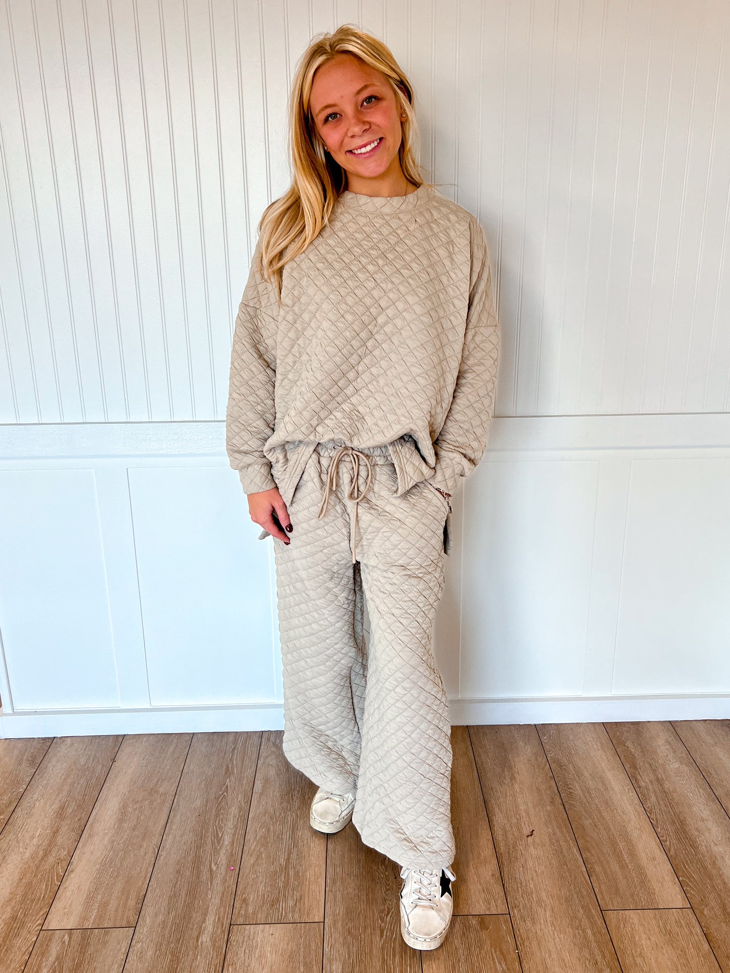 Karen Solid Warm Quilted Matching Set-BEESON RIVER-Large-Taupe-The Twisted Chandelier