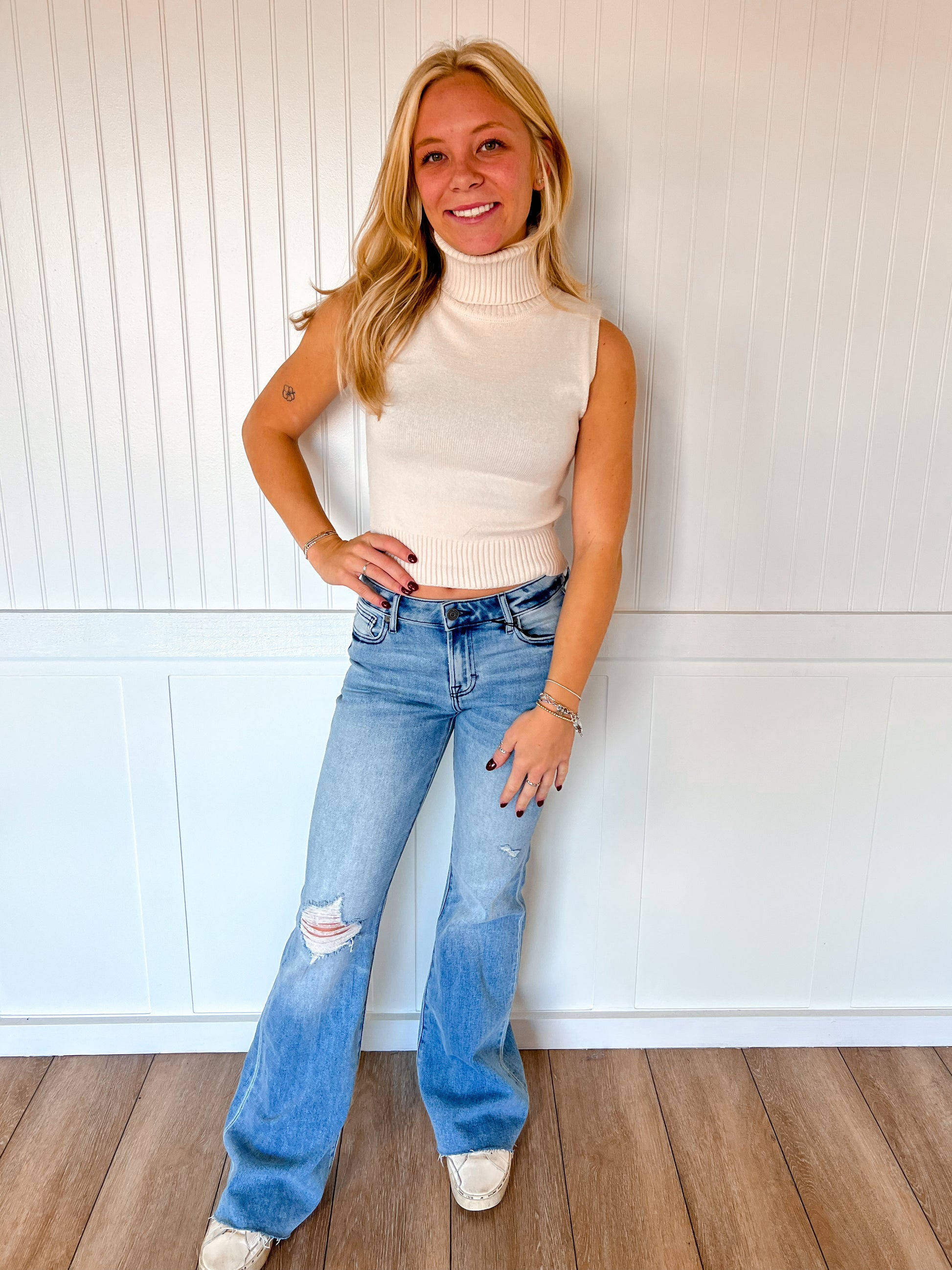 Mikayla Sleeveless Turtle Neck Sweater Top-Active Basic | Active USA-The Twisted Chandelier