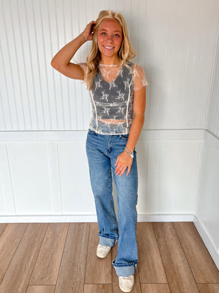 Sophie Sheer Lace Top-Listicle-Bin B4,FD 08/26/25,RWB,Tops Collection-The Twisted Chandelier