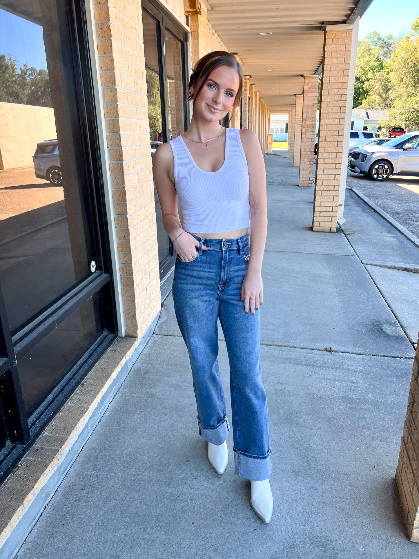 Jordan Seamless Sleeveless UV Neck Reversible Tank Top - White-By Together-BIN A 3,FD 08/12/25,Tops Collection-The Twisted Chandelier