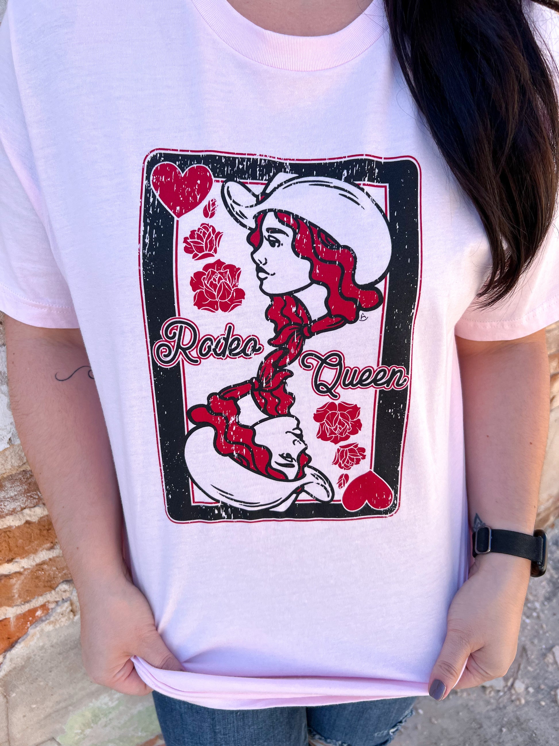 Rodeo Queen of Hearts T-Shirt-Shirts & Tops-Rockin A Designs-$25 & Under Sale,1st md,2nd md,Max Retail,md 7/30,Mystery Large - R097,Mystery Small - S33,Tops Collection-The Twisted Chandelier