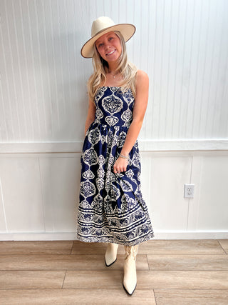 Georgia Printed Strapless Midi Dress-Dress-ENTRO-DJR,FD 04/14/26-The Twisted Chandelier