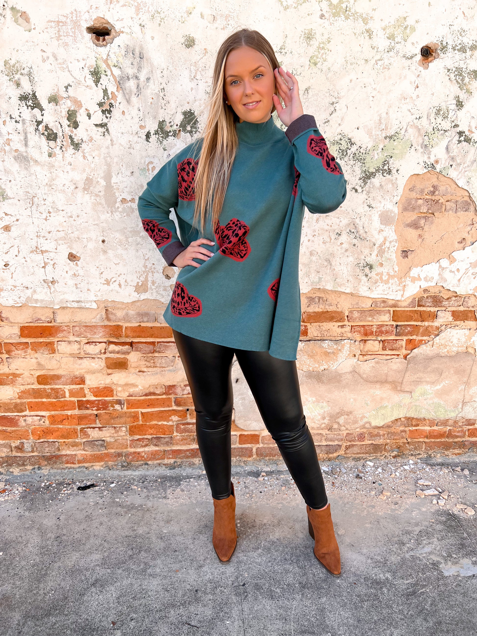 Alexandra Cowboy Hat Mock Neck Long Sleeve Sweater Top-Top-Entro-Bin a6, Max Retail-The Twisted Chandelier