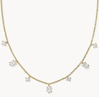 Kendra Scott Cailin Delicate Strand Necklace Gold White Cz-Necklace-Kendra Scott-N01345GLD-The Twisted Chandelier