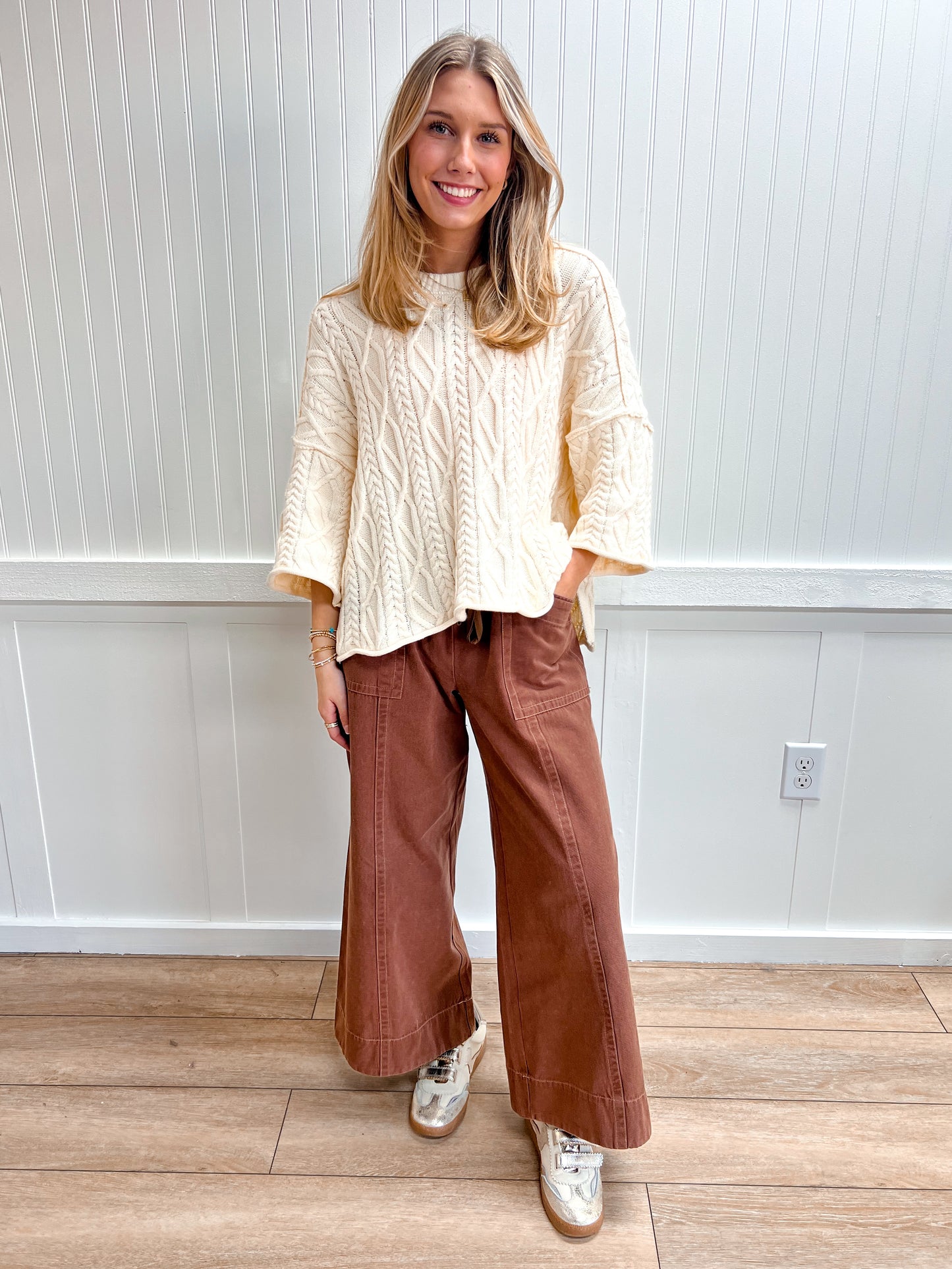 Harper Oversized Bell Sleeve Cable Knit Sweater-Bluivy-The Twisted Chandelier