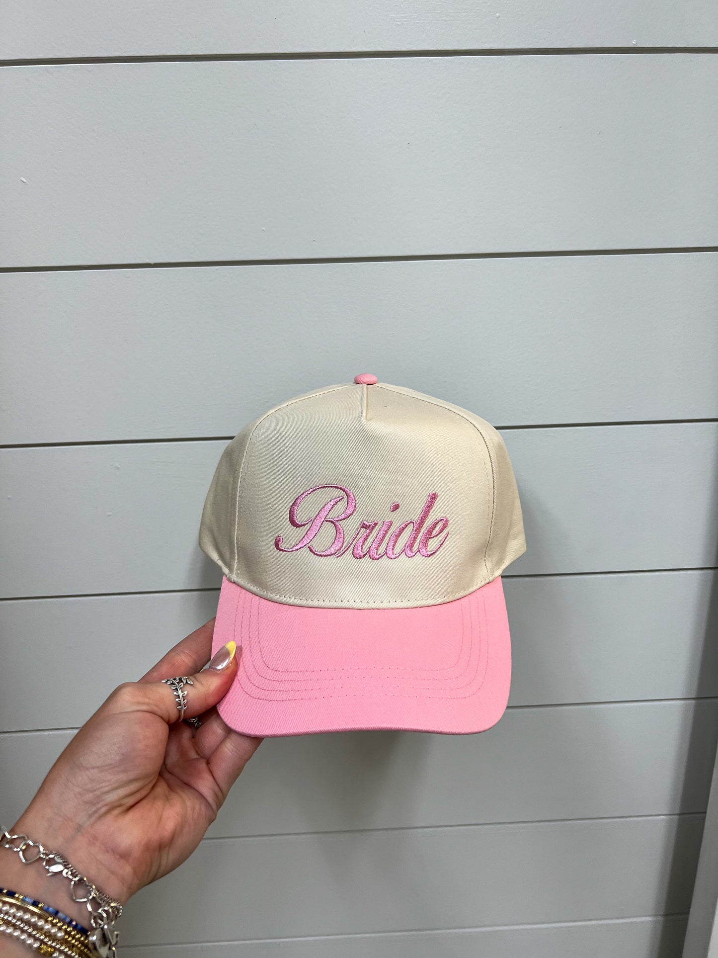 Bride Text Embroidery Trucker Hat-Fashion City-fd 08/08/25-The Twisted Chandelier