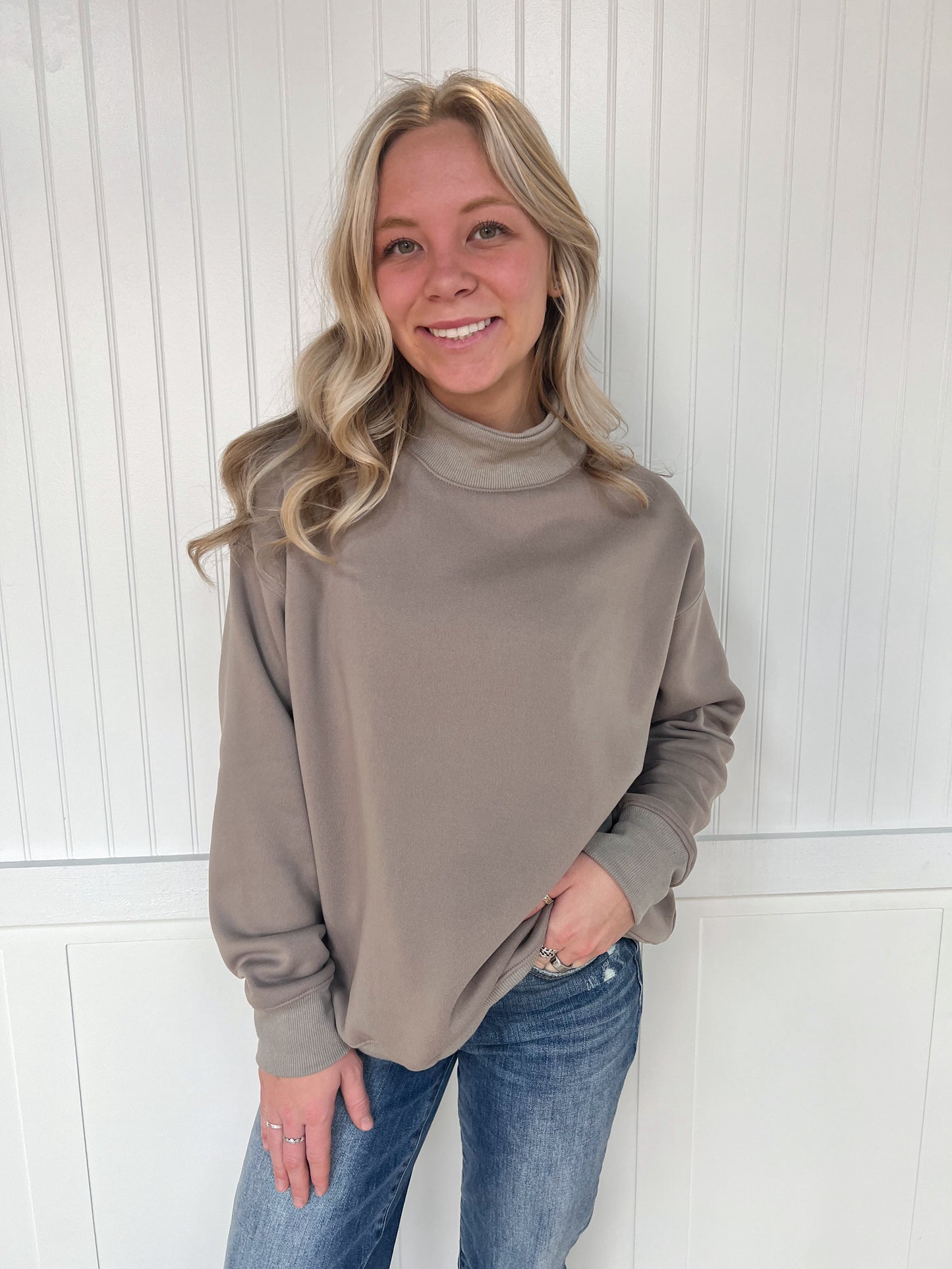 Sloane Oversized Mock Neck Top Sweatshirt-EmberLoom-FD 01/20/26-The Twisted Chandelier