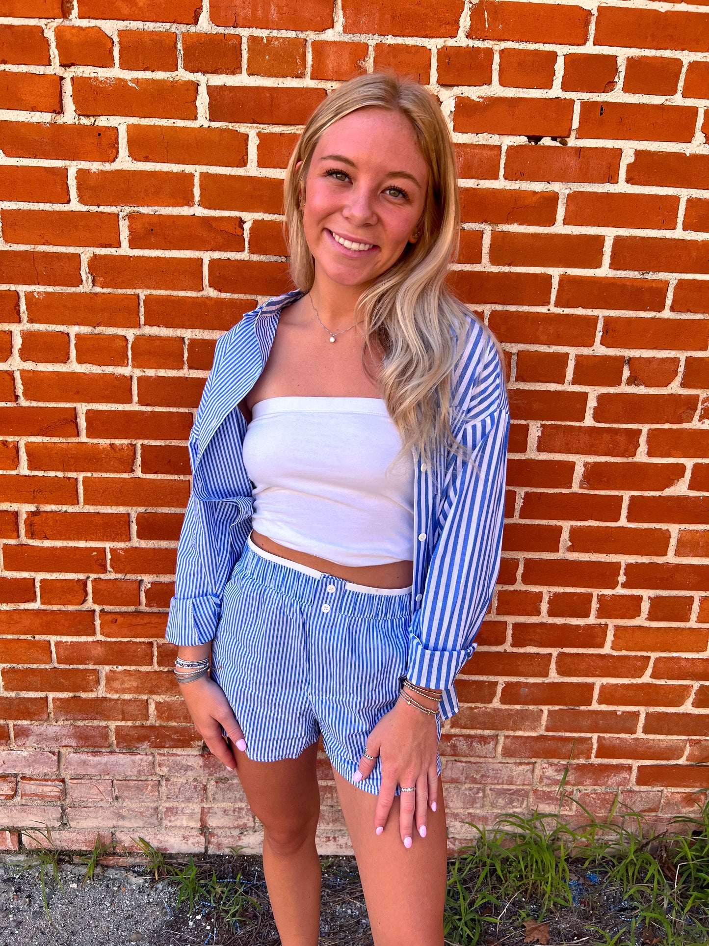 Marie Striped Comfy Shorts-VERY J-Bin d2,bottoms,FD 7/01/25-The Twisted Chandelier