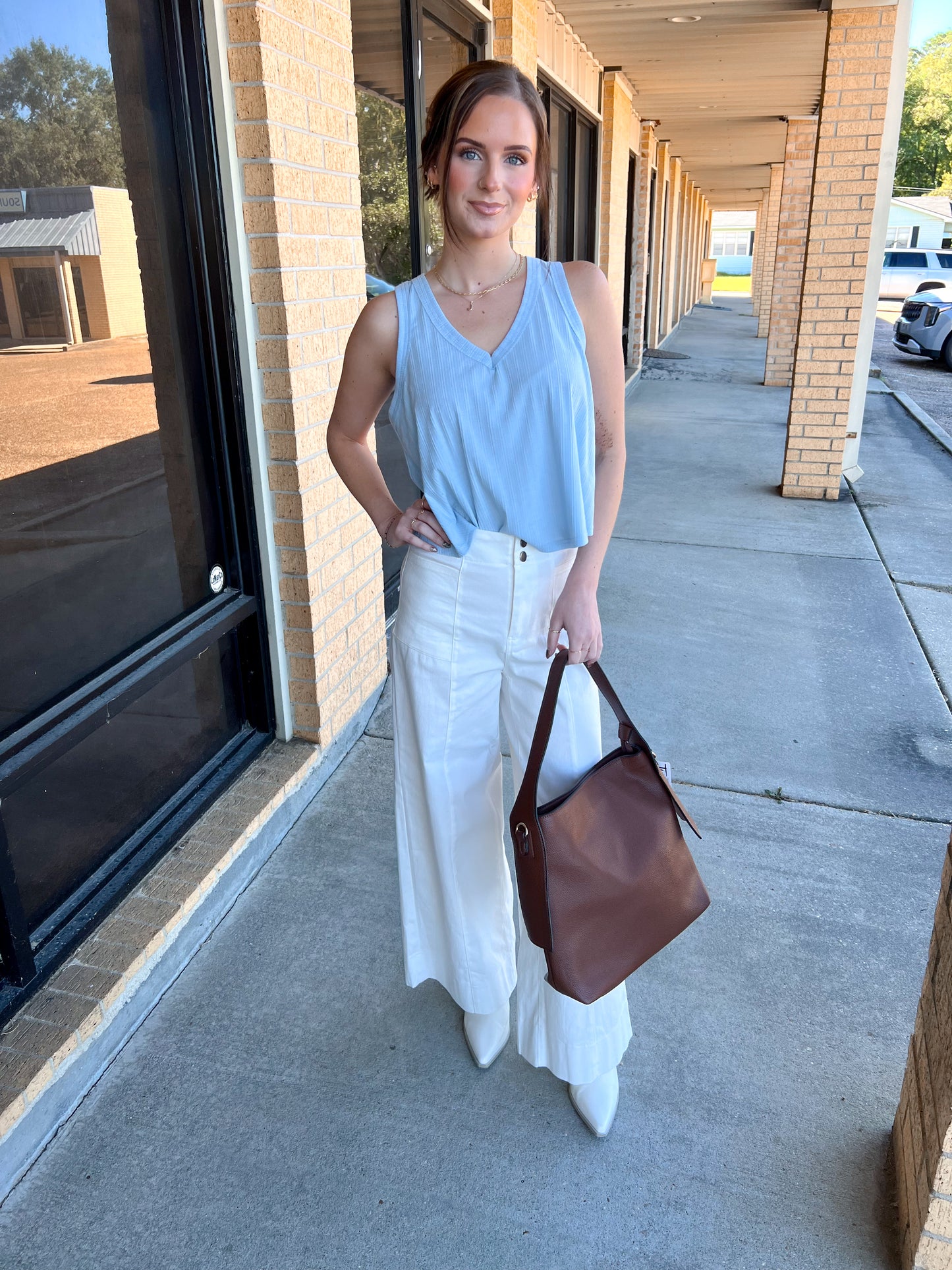 Marda Sleeveless Soft Knit Swing Crop Top - Blue-VERY J-07/24/25,1st md,Bin B5,FD 6/24/25,OGP 28.99,Tops Collection-The Twisted Chandelier