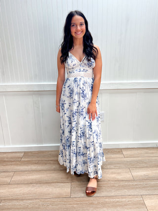 Rosalie V-Neck Lace Trim Printed Maxi Dress-Dress-ANGIE-C4D14-A598,DJR,FD 04/02/26,RWB-The Twisted Chandelier