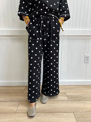 Pippa Heavy Scuba Polka Dot Pants - Black/White