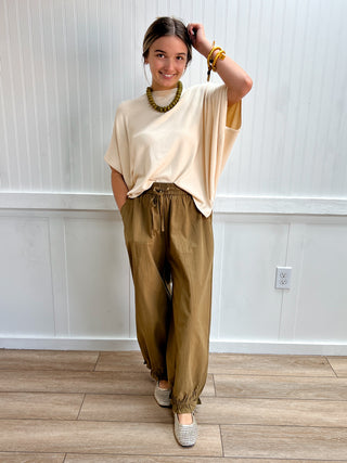 Emery Solid Short Poncho Sleeve Sweater Top