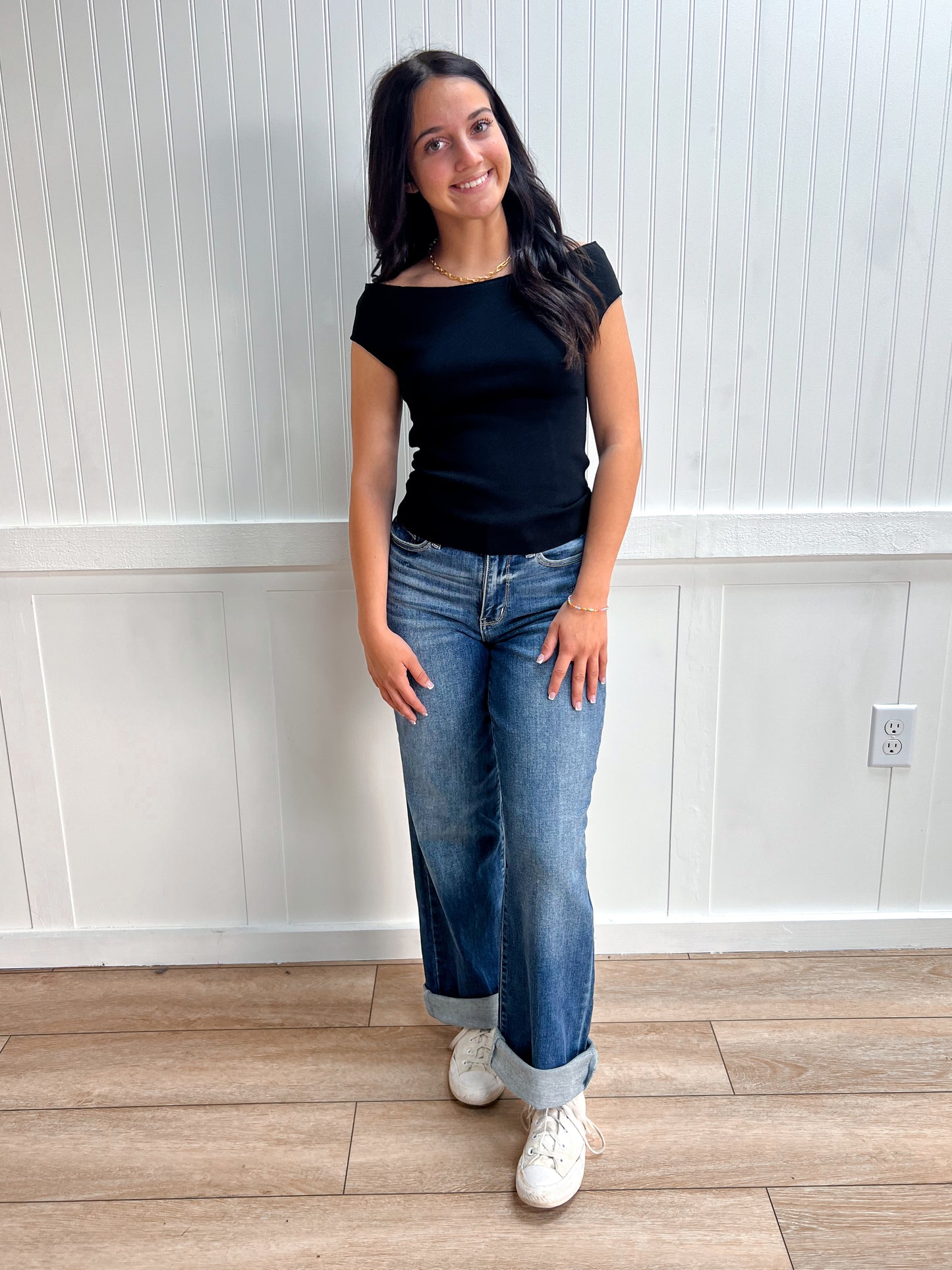 Aria Cap Sleeve Boat Neck Sweater Knit Top-Active Basic | Active USA-Tops Collection-The Twisted Chandelier