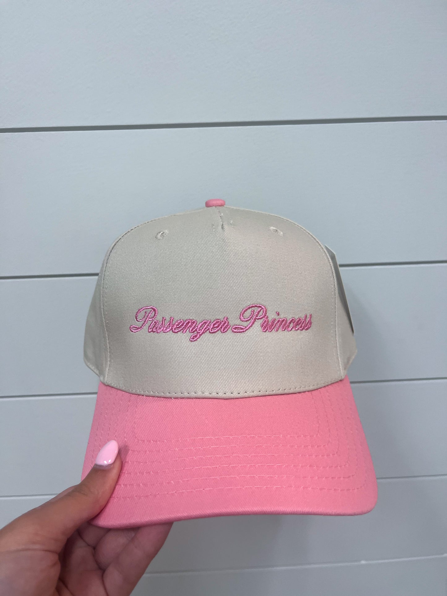 Passenger Princess Two-Toned Trucker Hats For Women-Katydid-Pink and Tan-The Twisted Chandelier
