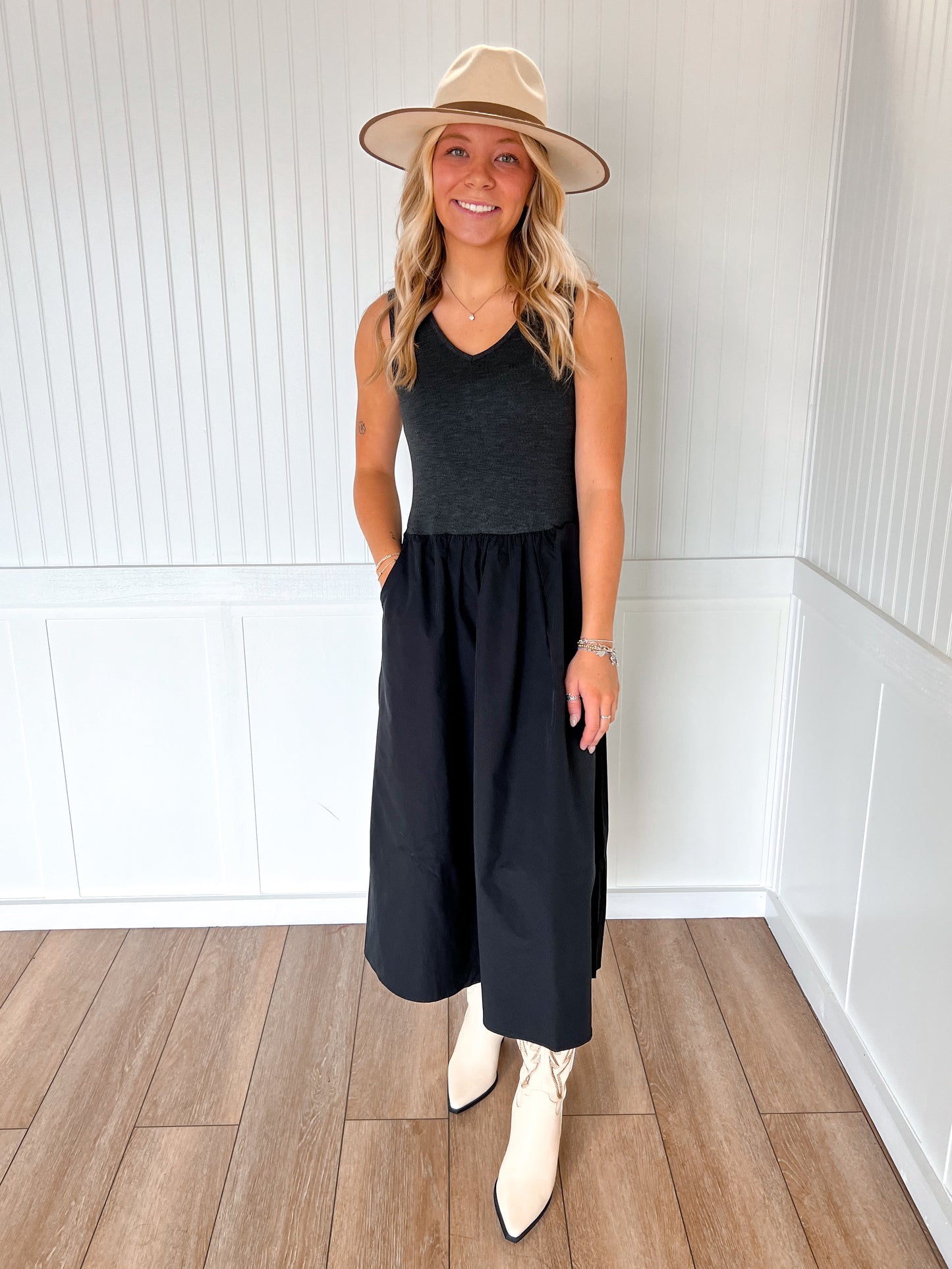 Jaiden Sleeveless Neck Midi Dress-Naked Zebra-DJR-The Twisted Chandelier