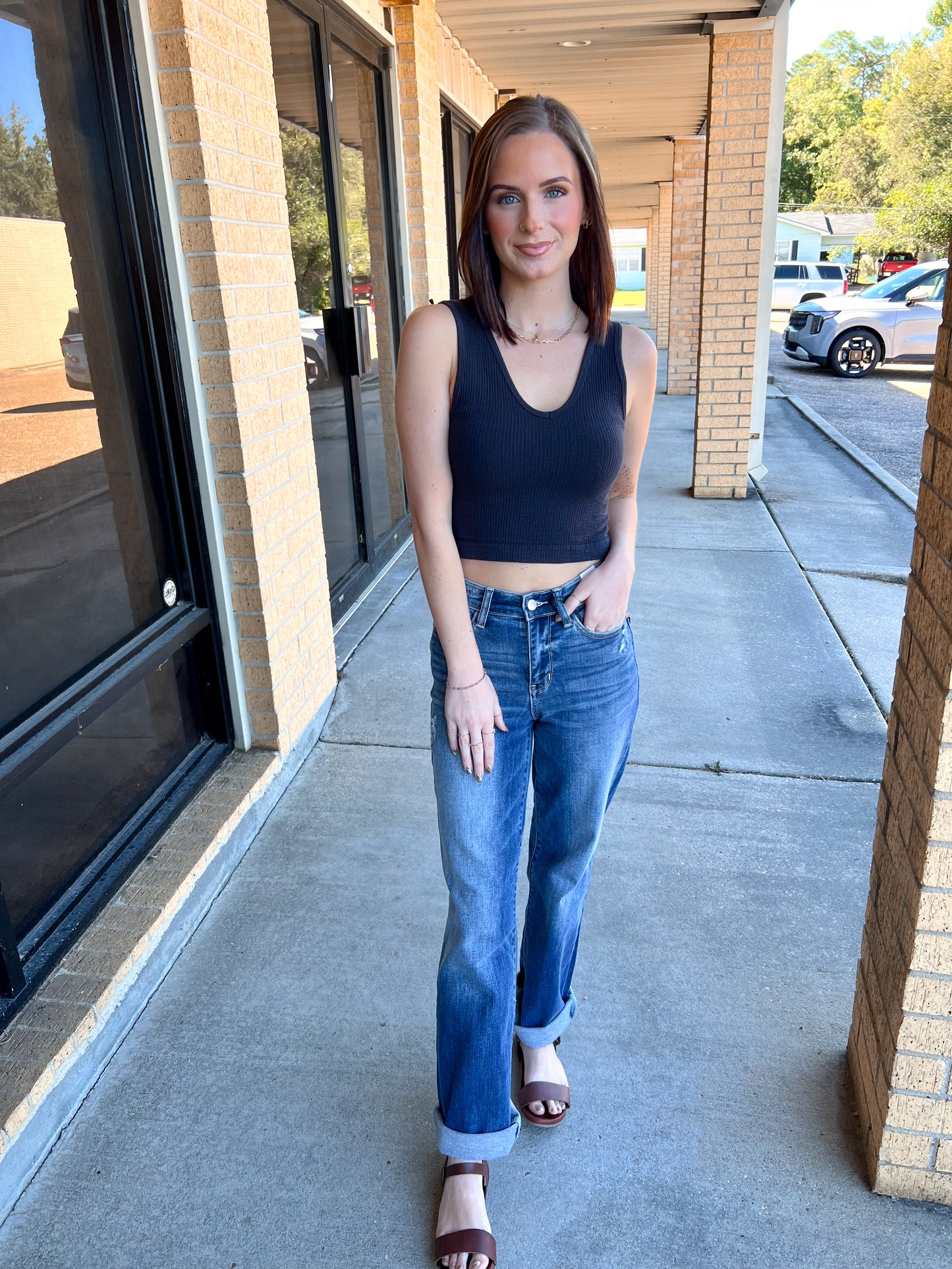 Jordan Seamless Sleeveless UV Neck Reversible Tank Top - Black-By Together-Bin B5,FD 08/26/25,Tops Collection-The Twisted Chandelier