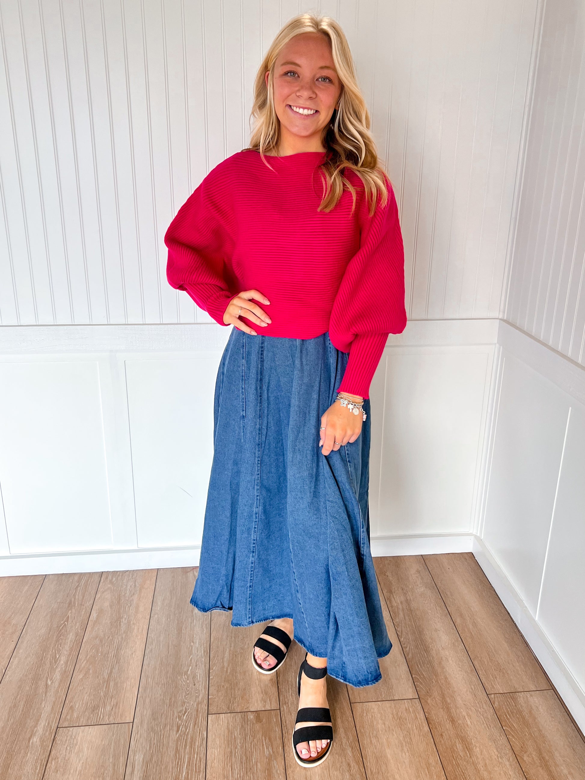 Hollie Boat Neck Elegant Ribbed Knitted Loose Sweater-Vine & Love-Tops Collection-The Twisted Chandelier