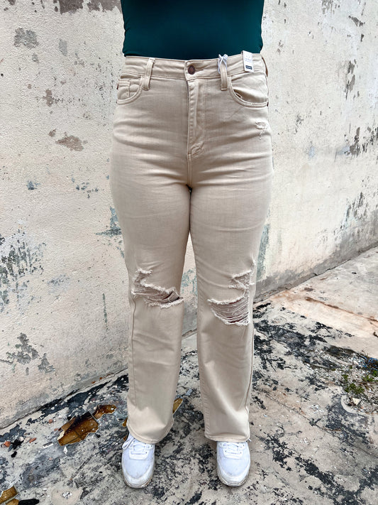 Charlene High Waisted Garment Dyed Destroy 90's Straight-Apparel & Accessories-JUDY BLUE-09/03/24, 1st md, 88823REG, BIN B5, bottoms, OGP 69.99-The Twisted Chandelier