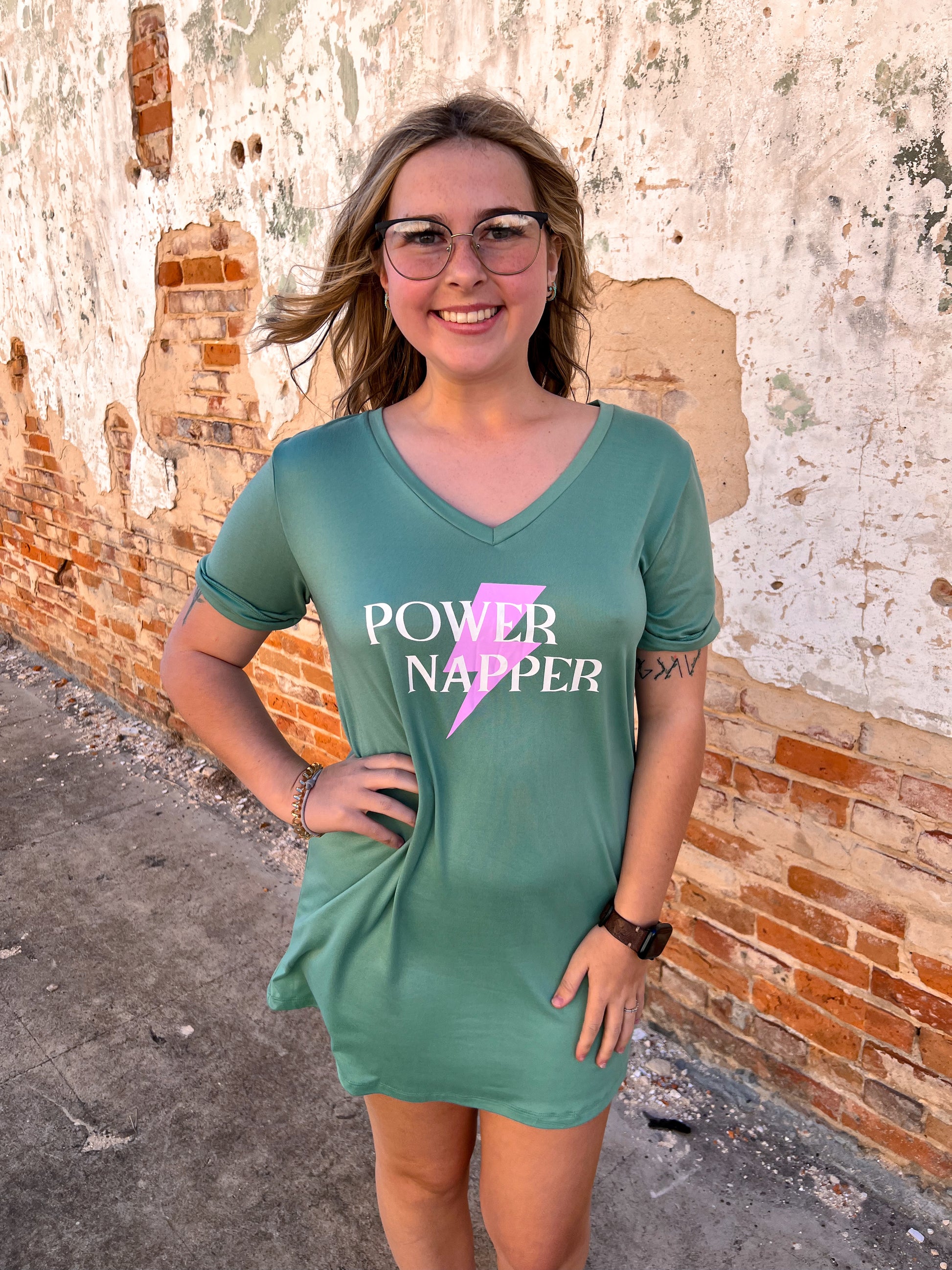 Hello Mello Power Nap Sleep Shirt-Loungewear-HELLO MELLO-05/15/24, 1st md, FEB2022-The Twisted Chandelier