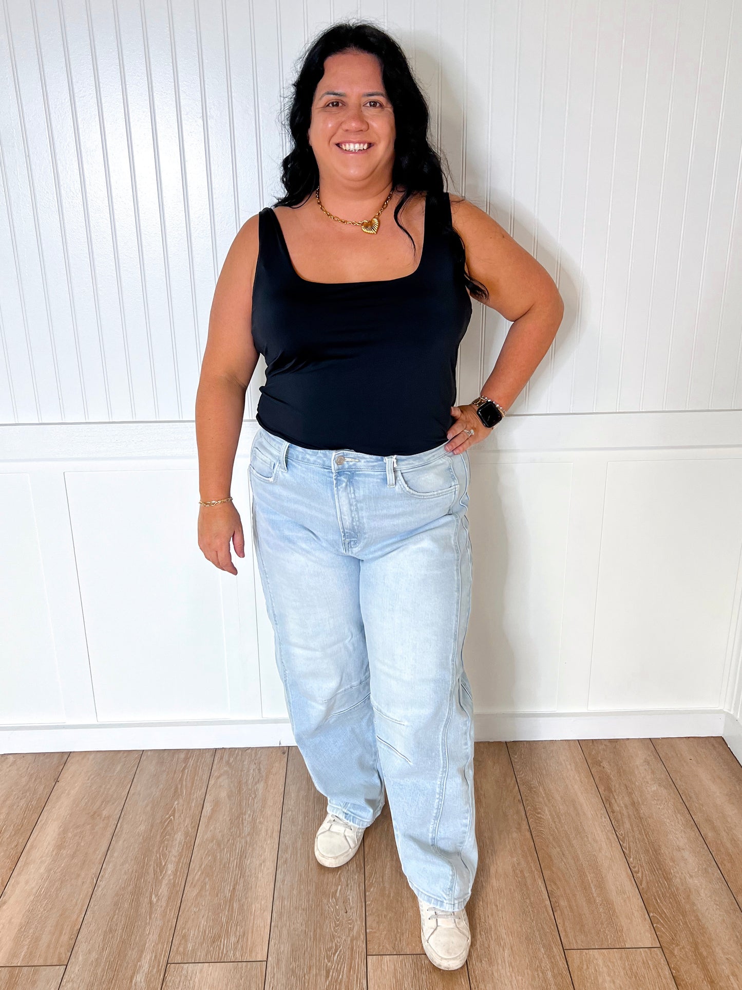 Gabriella Square Neck Tank Bodysuit- Plus-Shirt-Kori America-$25 & Under Sale,04/25,05/27/24,1st md,BIN A 3,Max Retail,Tops Collection-The Twisted Chandelier