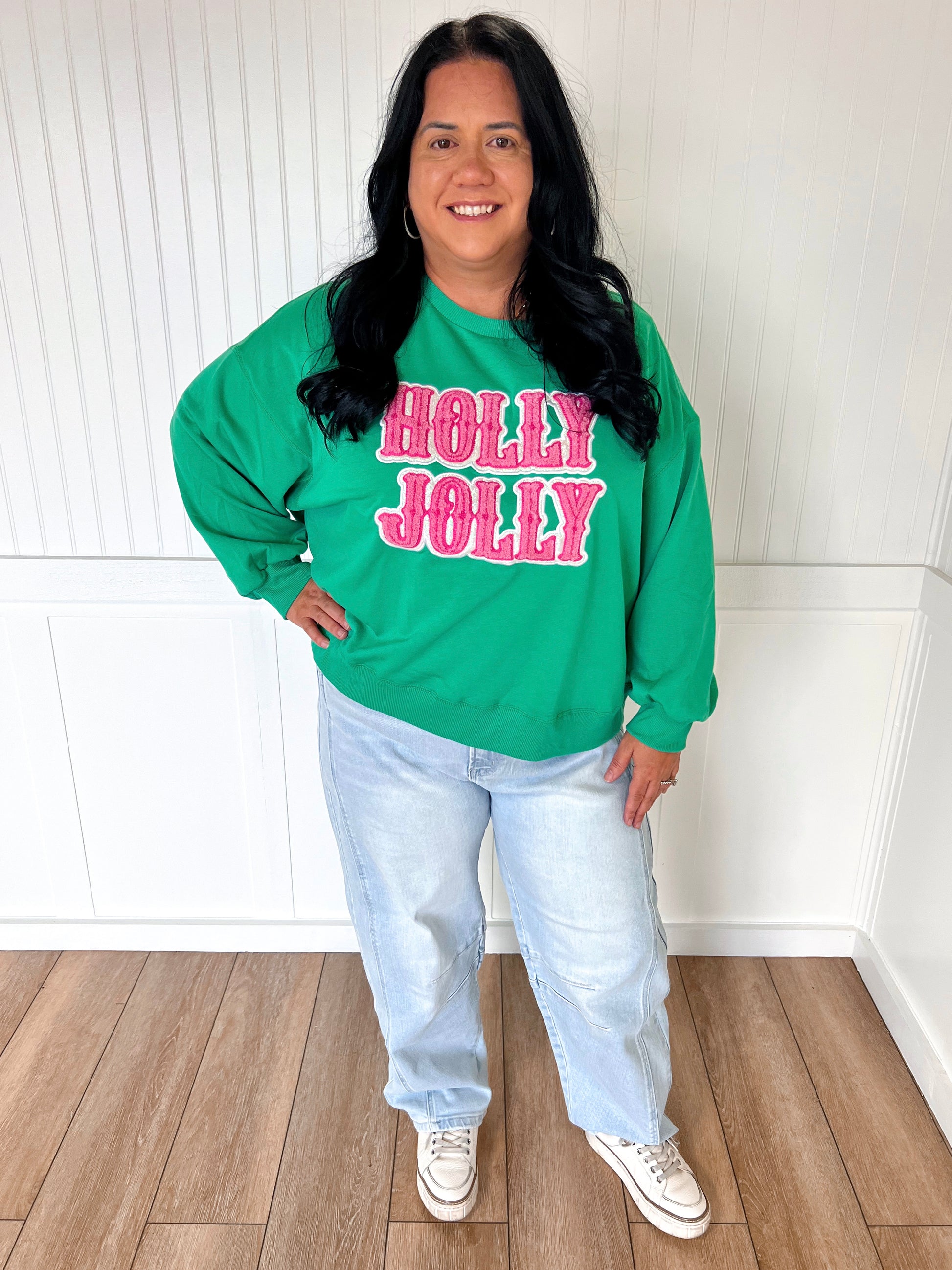 Mary Square Millie Sweatshirt | Holly Jolly-Sweatshirt-Mary Square-Christmas tote ct1,Tops Collection-The Twisted Chandelier