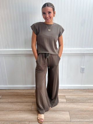 Marleigh Cloud Knit Drawstring Waist Wide Leg Pants