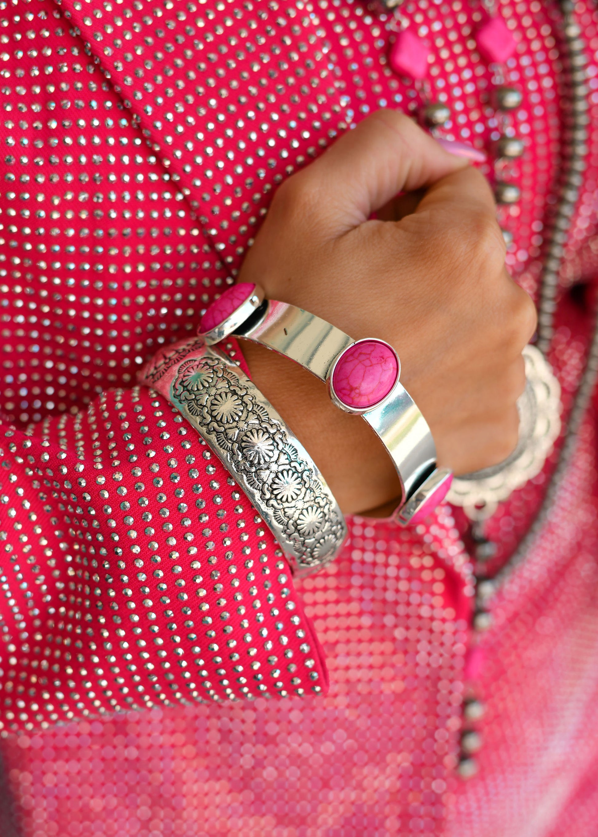 West and Co. Silver Stamped Burst Bangle-Bangles-West and Co.-The Twisted Chandelier