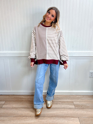 Landry Mixed Stripe Contrast Sweatshirt