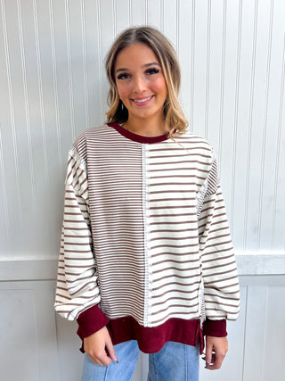 Landry Mixed Stripe Contrast Sweatshirt