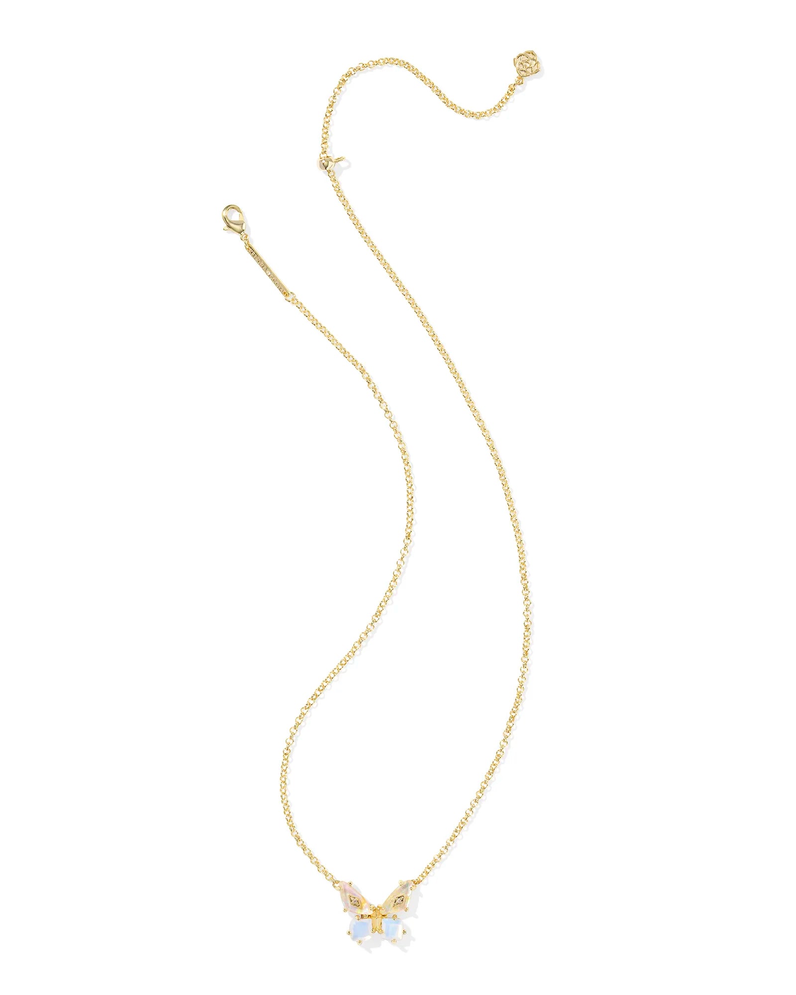 Kendra Scott Bianca Butterfly Short Pendant Necklace Gold Iridescent White Mix-Necklaces-Kendra Scott-FD 05/07/25,N01103GLD-The Twisted Chandelier