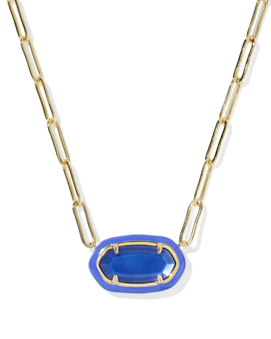 Kendra Scott Elisa Enamel Frame Paperclip Necklace Gold Cobalt Illusion-Necklaces-Kendra Scott-08/21/25,N01218GLD-The Twisted Chandelier