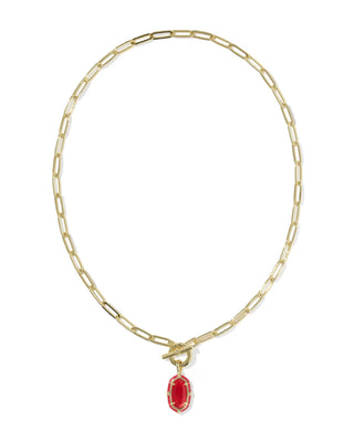 Kendra Scott Elisa Enamel Link And Chain Necklace Gold Red Illusion