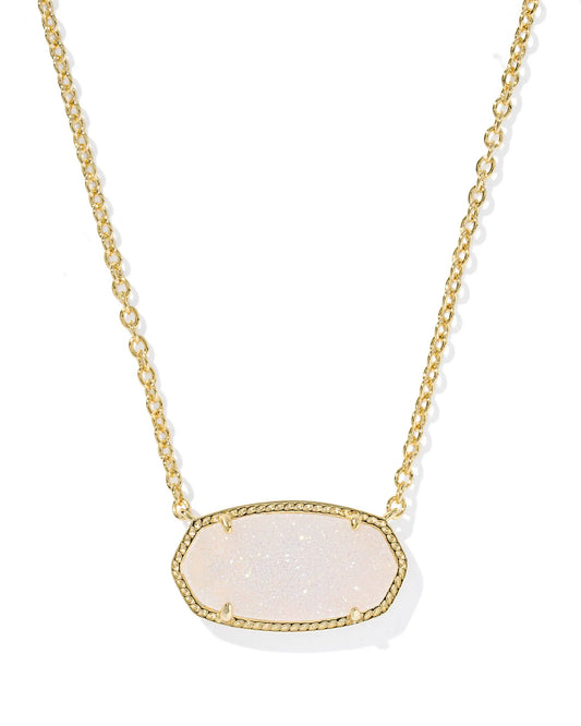 Kendra Scott Elisa Statement Short Pendant Necklace Gold Iridescent Drusy-Necklaces-Kendra Scott-08/21/25,N01122GLD-The Twisted Chandelier