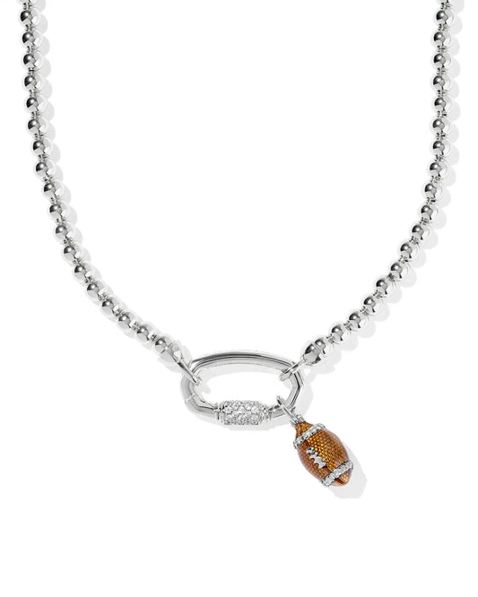 Kendra Scott Football Metal Strand Necklace Silver White Cz-Necklaces-Kendra Scott-08/21/25,N01301RHD-The Twisted Chandelier