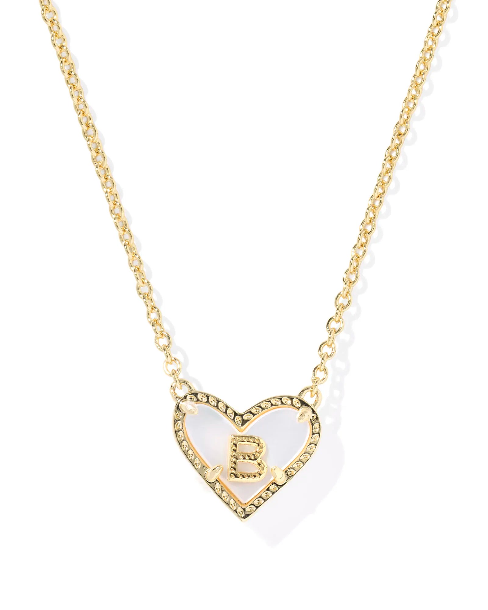 Kendra Scott Heart Letter B Short Pendant Necklace Gold Ivory Mother Of Pearl-Necklaces-Kendra Scott-08/21/25,N01124GLD-The Twisted Chandelier