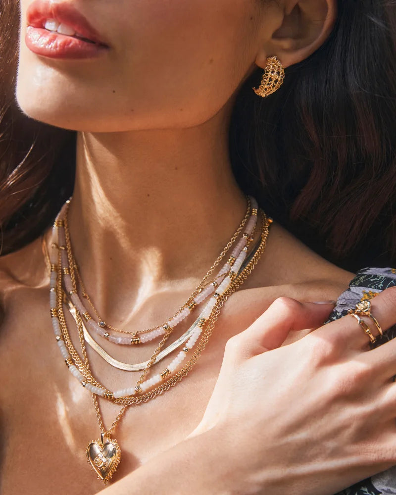 Kendra Scott Mallory Rose Locket Short Pendant Necklace Gold-Necklaces-Kendra Scott-N01053GLD,Sale Kendra Scott-The Twisted Chandelier