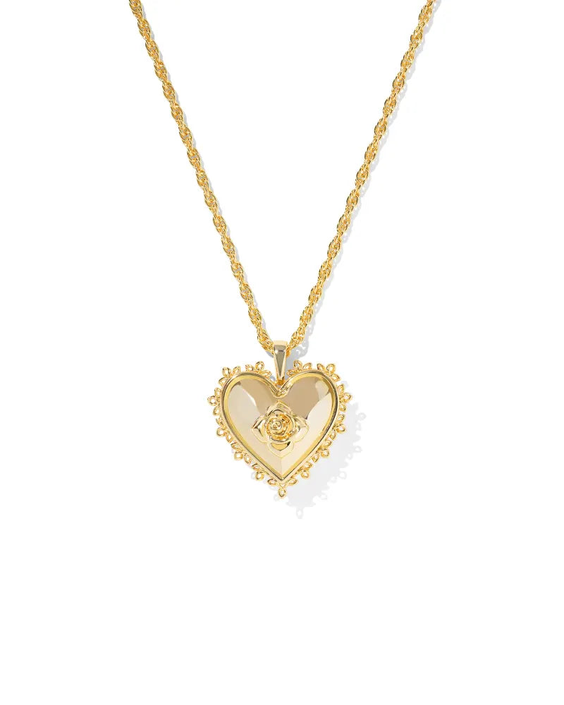 Kendra Scott Mallory Rose Locket Short Pendant Necklace Gold-Necklaces-Kendra Scott-N01053GLD,Sale Kendra Scott-The Twisted Chandelier
