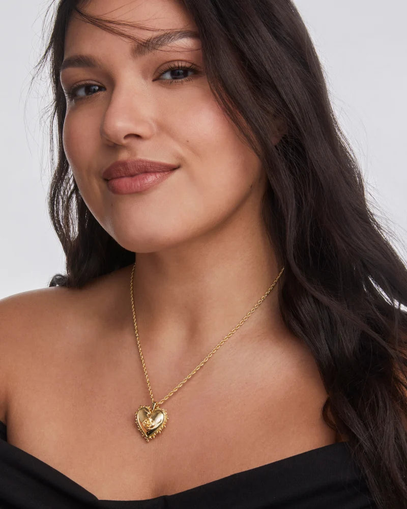 Kendra Scott Mallory Rose Locket Short Pendant Necklace Gold-Necklaces-Kendra Scott-N01053GLD,Sale Kendra Scott-The Twisted Chandelier