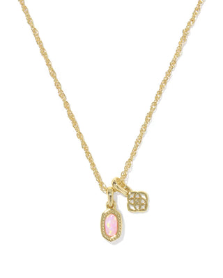 Kendra Scott Mini Elisa Dira Necklace Gold Light Pink Lab Grown Opal-Necklace-Kendra Scott-N01534GLD-The Twisted Chandelier
