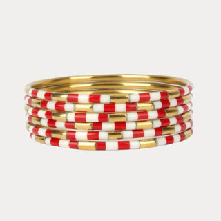 BuDhaGirl Red/White Veda Bangles (Set of 6)