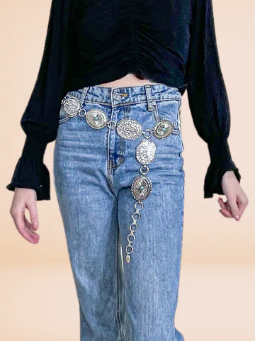 Silver and Rhinestone Concho Belt-Belts-Southern Grace Wholesale-Accessories,CR 08/21/24,FD 09/03/24-The Twisted Chandelier