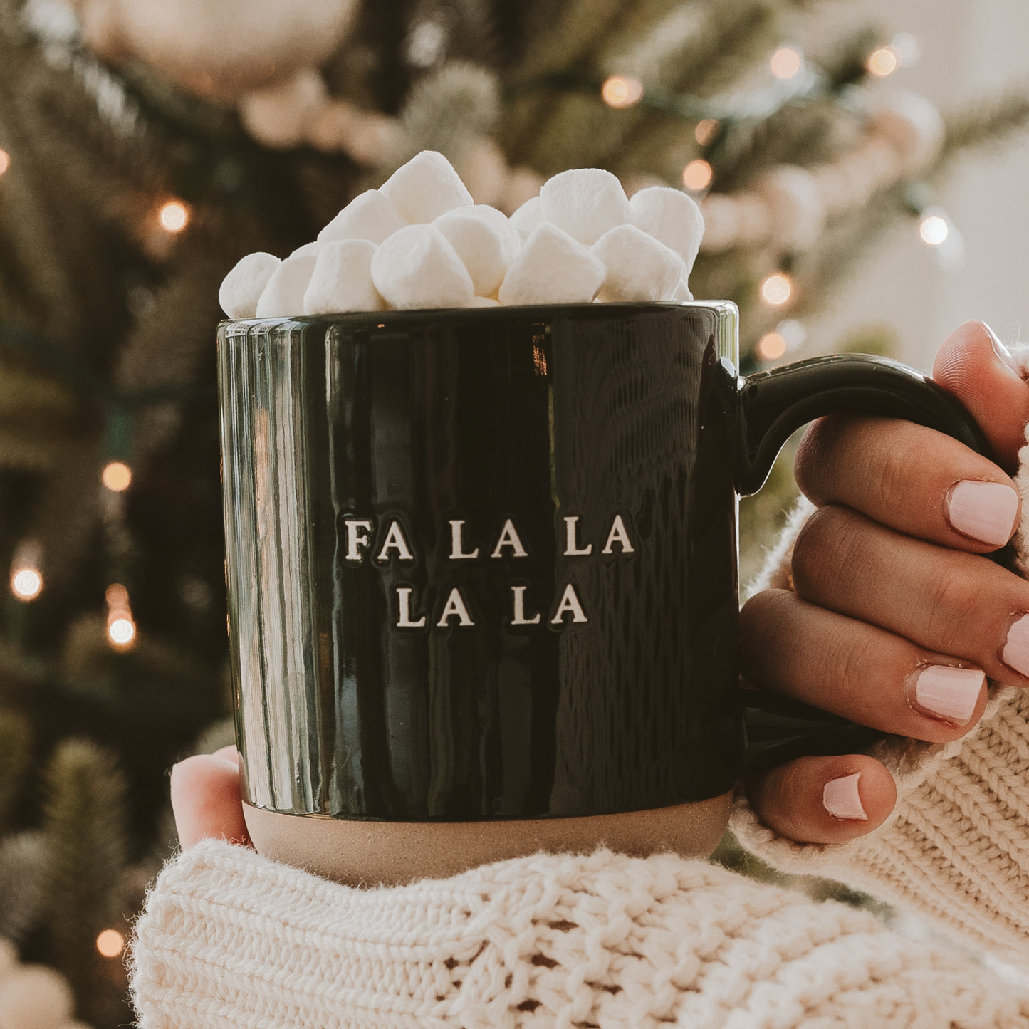 Fa La La Stoneware Coffee Mug - Christmas Decor & Gifts-Sweet Water Decor-The Twisted Chandelier