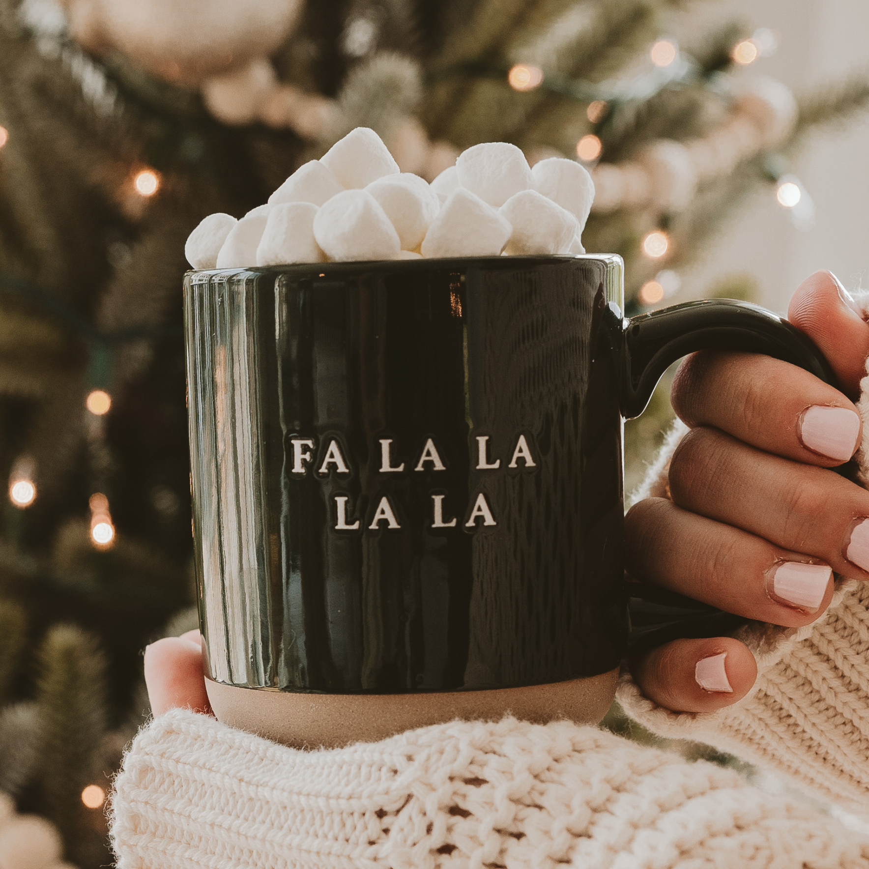 Fa La La Stoneware Coffee Mug - Christmas Decor & Gifts-Sweet Water Decor-The Twisted Chandelier