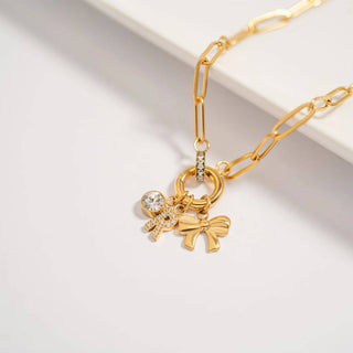 18K Gold PVD Stainless Steel Ribbon Bow Charm-Stainless Steel Charm-WJW-The Twisted Chandelier