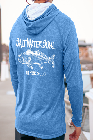 Men's Redfish Classic Performance Hoodie - Light Blue-Top-SALT WATER SOUL-Men's,NewArrival,Tops Collection-The Twisted Chandelier