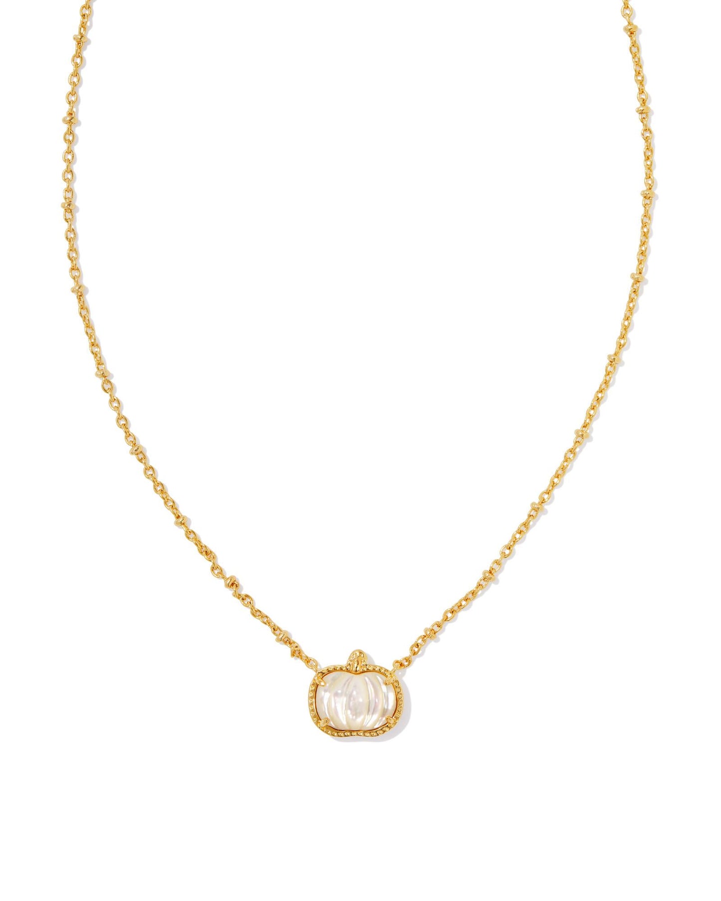 Kendra Scott Pumpkin Short Pendant Necklace Gold Ivory Mother of Pearl-Necklaces-Kendra Scott-CR 09/05/24, FD 09/10/24, N00233GLD-The Twisted Chandelier