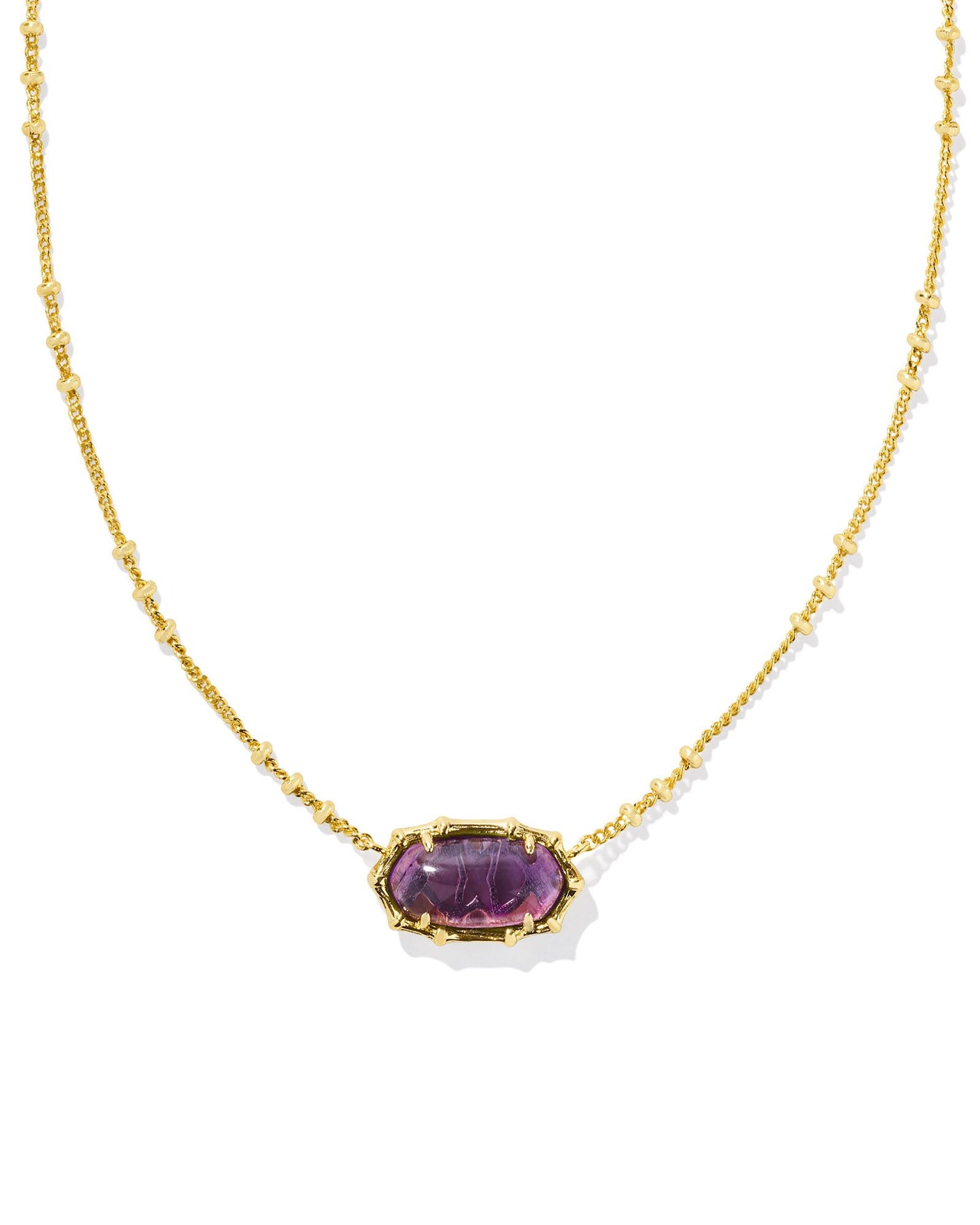 Kendra Scott Elisa Bamboo Frame Short Pendant Necklace Gold Dark Purple Amethyst-Necklaces-Kendra Scott-CR 09/05/24, FD 09/10/24, N00727GLD-The Twisted Chandelier